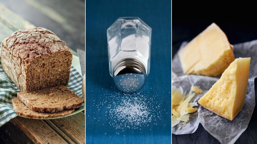 Nejrůznější využití soli v potravinách.