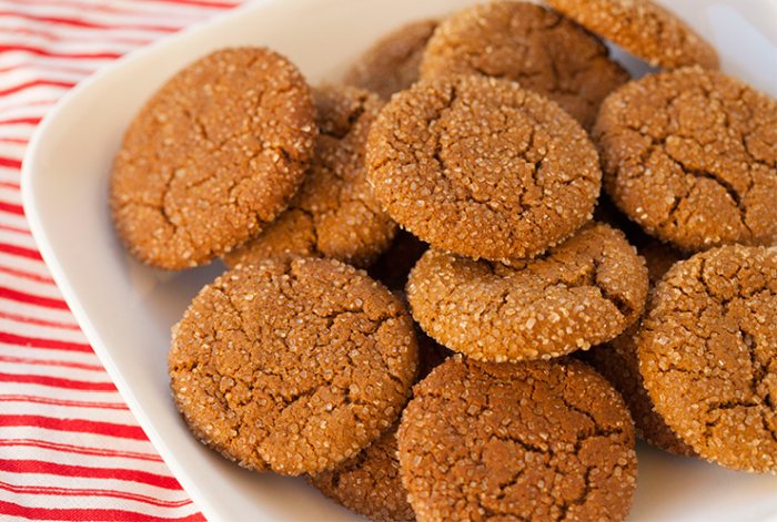 Round ginger cookies.