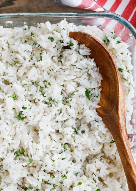 Fluffy rice with herbs.