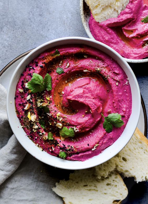 Beautiful pink spread with beetroot.