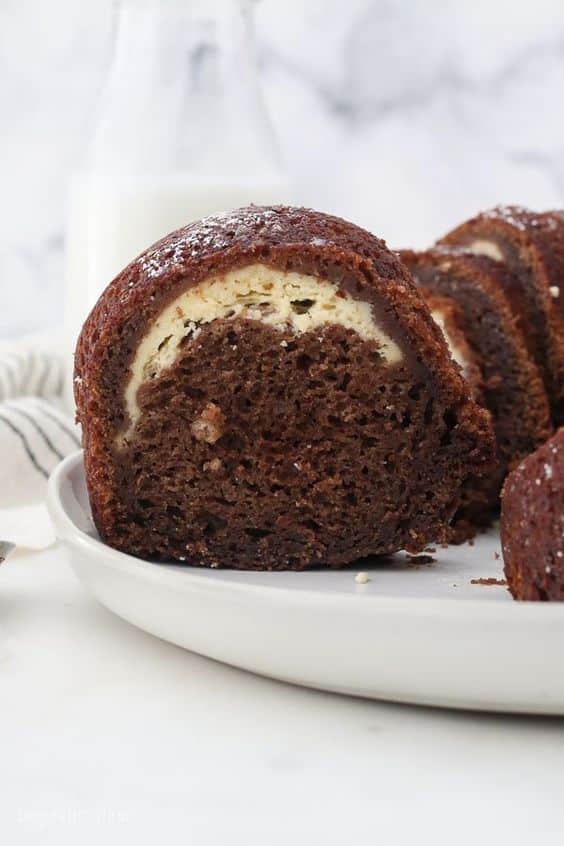 Fluffy chocolate and cottage cheese bun.