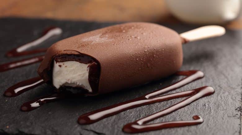 Cream popsicle in chocolate coating.