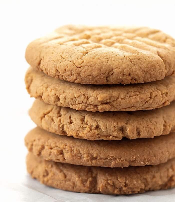 Oatmeal cookies stacked on top of each other.