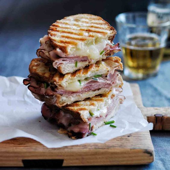 A delicious combination of cheese and ham in a soft Italian bread.