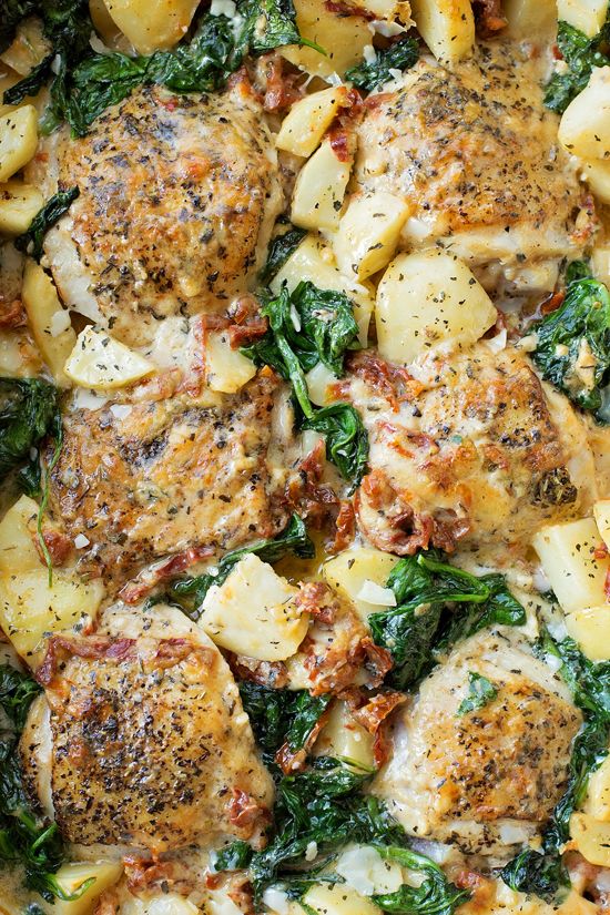 Baked chicken breast with a soft crust and soft potatoes.